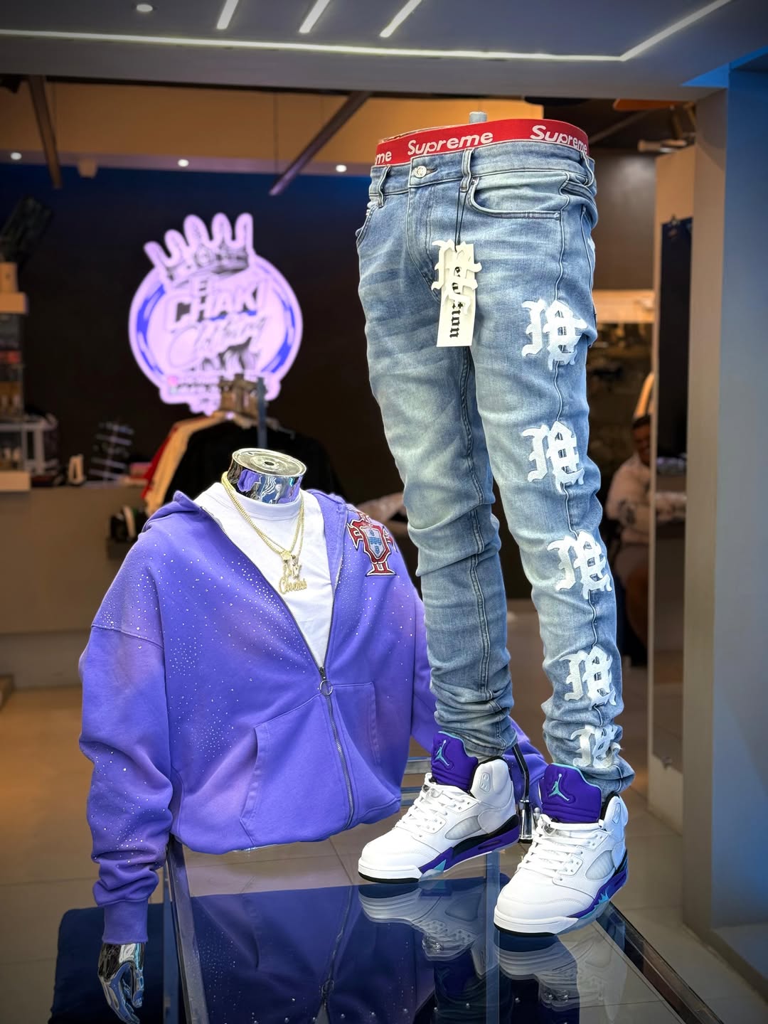 Royal Dreams Purple Luxury Hoodie + Denim Streetwear Outfit